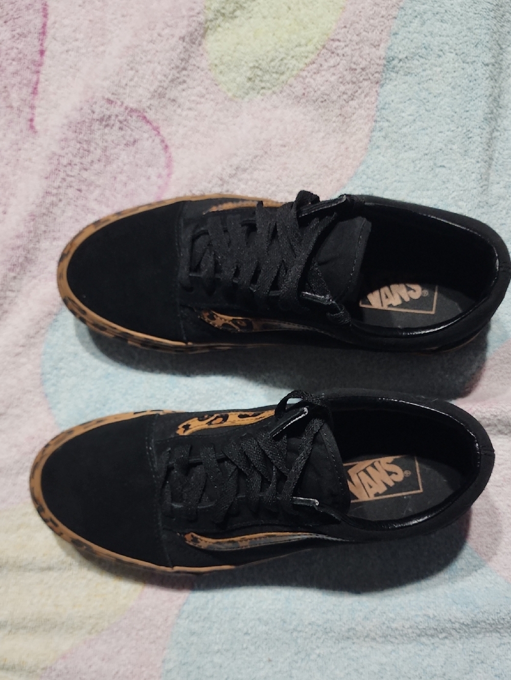 Vans Old Skool Platform Leopard Print Low Top Sneakers W Sz 10 - Picture 5 of 10